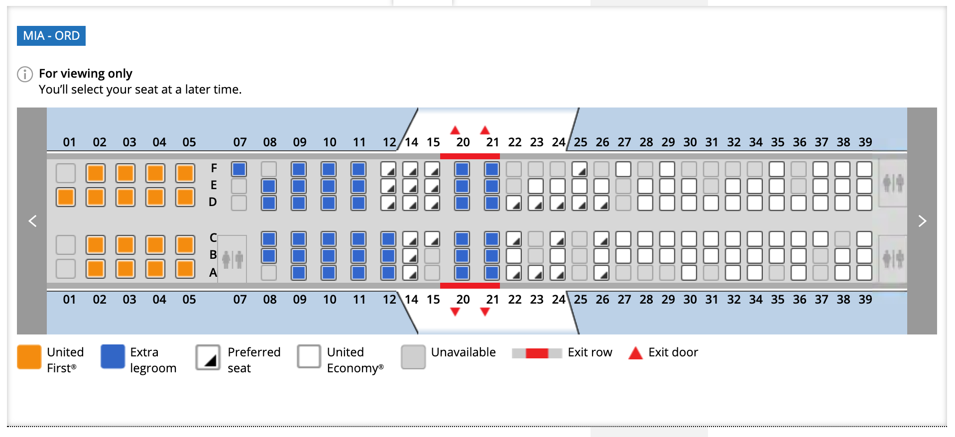 Miami to Chicago United Airlines flight seat assignments March 28, 2020