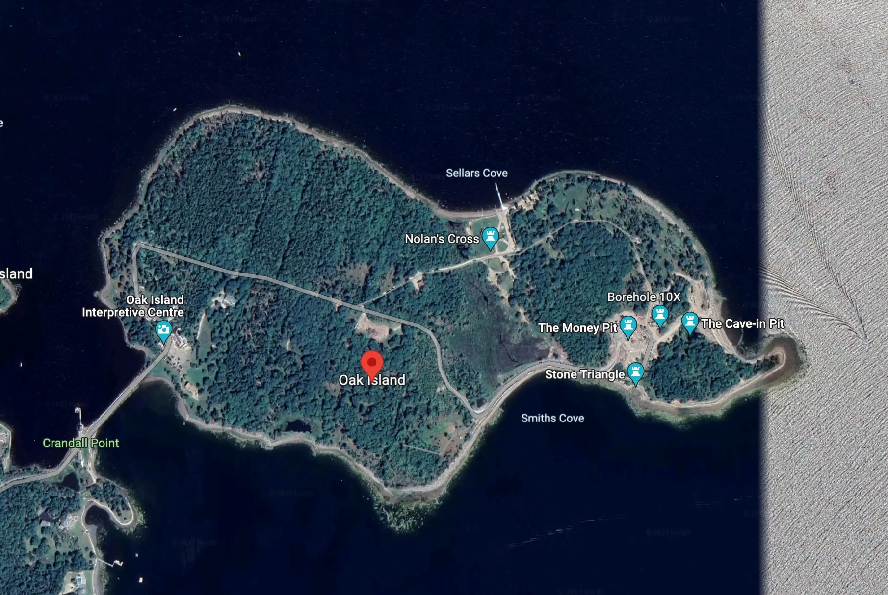 Satellite map view of Oak Island Nova Scotia